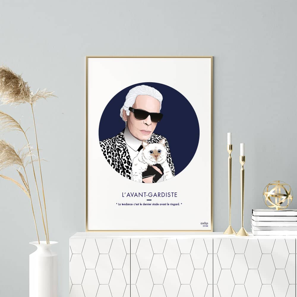 Poster ASAP Karl Lagerfeld & Choupette Blue
